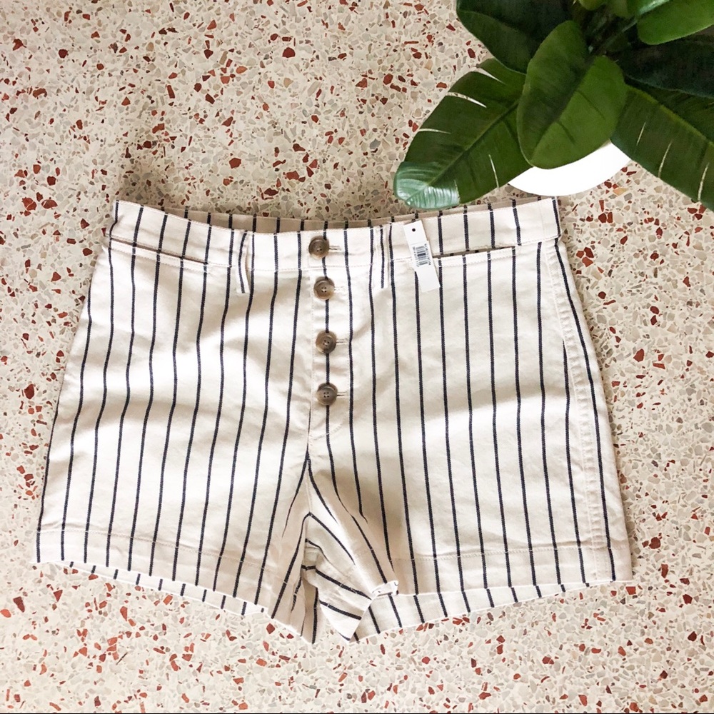 Madewell Emmett Stripe Button Front Shorts